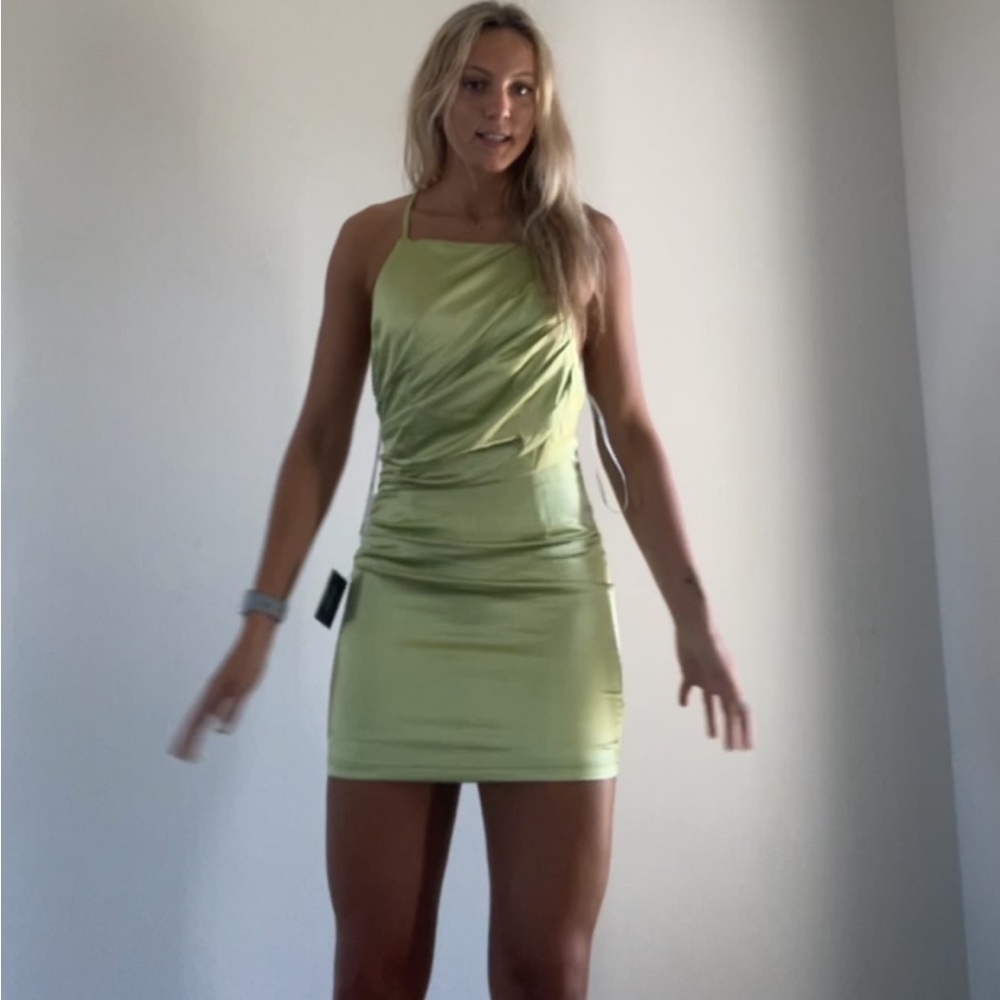Lulus Mini Green Open Back Cross Dress